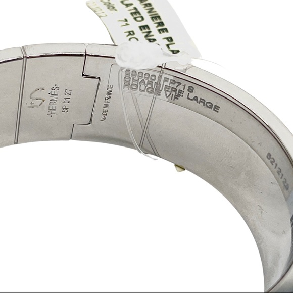 Hermes Charniere Plain Palladium Plated Enamel Wide Bracelet - Picture 3 of 3